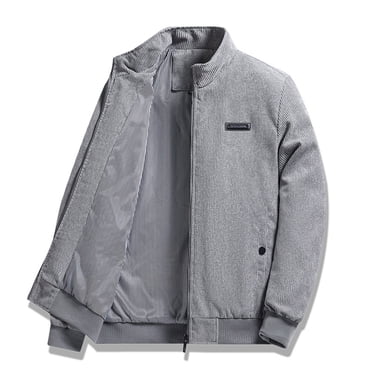 LOVZFMLL Jackets for Men's Solid Color Corduroy Long Sleeved Pocket Stand Up Collar Jacket Coat