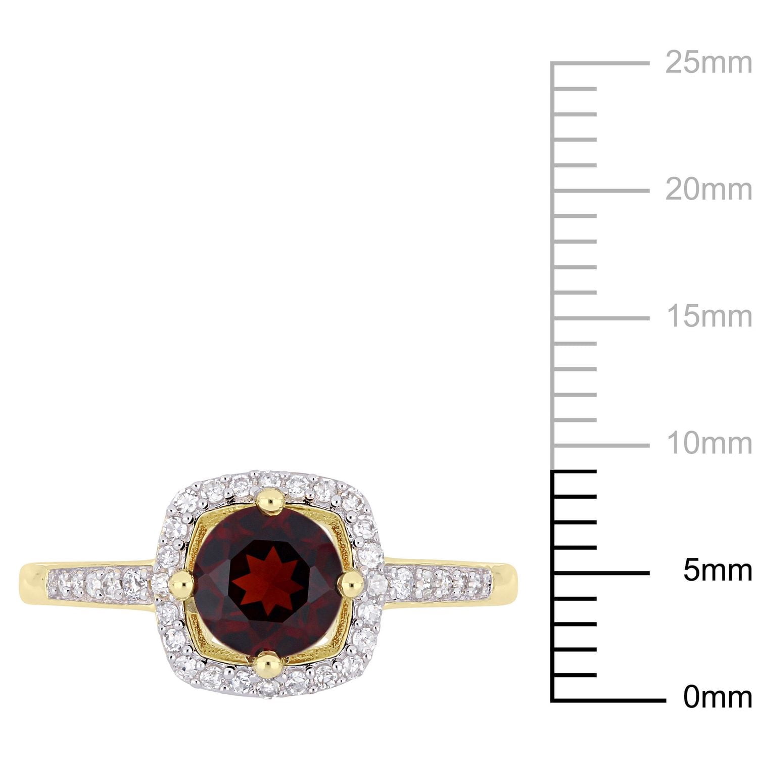 Bague auréole Tangelo avec grenat 1 CT PBT et diamants 1/7 CT poids total en or jaune 10K