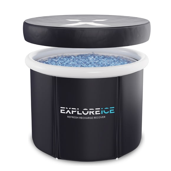 Explore Ice Bath Pro Max Extra Large Athlete Cold Bath Tub, Black/White