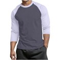 thumbnail image 3 of cllios T-Shirts de Baseball pour Hommes à Manches 3/4 Col Ras du Cou Manches Raglan T-Shirts en Jersey à Blocs de Couleur Hauts Athlétiques Décontractés P-4TG, 3 of 6