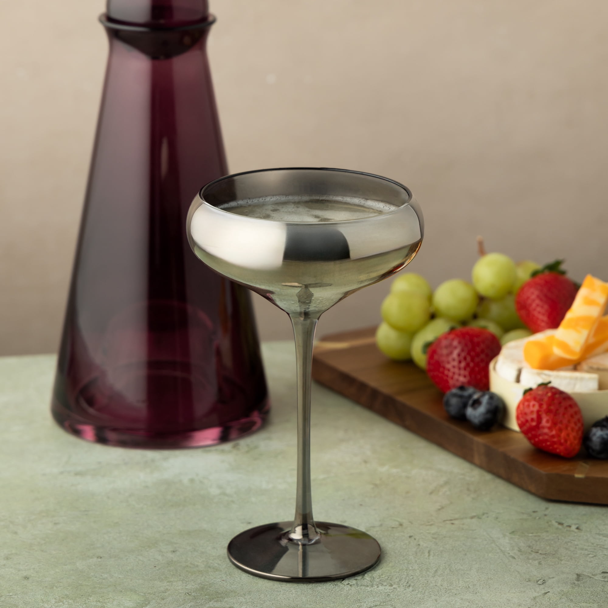 Verres à cocktail Thyme & Table 30 cl, sphère fumée irisée, ensemble de 2