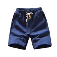 thumbnail image 2 of Styesk Mens Shorts Man Solid-Color Casual Pocket Cotton-Linen Drawstring Elastic-Waist Half Shorts Pants, 2 of 5