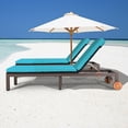 thumbnail image 3 of Gymax Lot de 2 Chaises Longues Inclinables de Patio en Rotin Réglables avec Coussin et Roues, 3 of 10