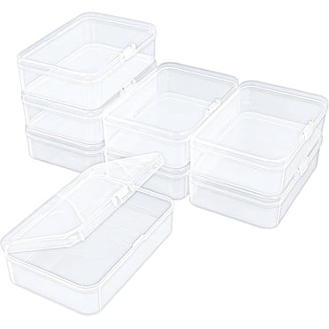 Rectangular Clear Plastic Storage Containers Box with Hinged Lid for Beads and Other Small Craft Items