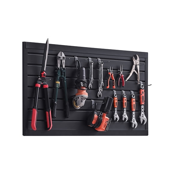 VEVOR Panneau de Mur à Lattes 2 x 4 Pi en PVC Noir pour Garage, Mur à Lattes avec Design Modulaire