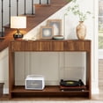 thumbnail image 1 of Wirrytor Console Table with Storage, Modern Sofa Table for Living Room, Narrow Sofa Table with Wood 2 Drawer and Open Storage Shelf, Hallway Table and Couch Table Behind Sofa,Walnut, 1 of 7