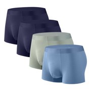 Besolor 4 Pack Men's Boxer Briefs Stretchy Quick Dry Mid Waist Casual Breathable Wicking Sports Underwear