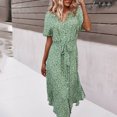 thumbnail image 4 of Jusqu'à 65 % de Rabais! Robes d'Été Mode pour Femmes 2024 Grande Taille Décontractées de Printemps et Robe Imprimée à Col en V à Manches Trois-Quarts, 4 of 8