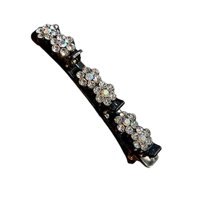 Sparkling Crystal Stone Braided HairClip, Double Bangs Hair Clips Braided Hairs S3W7