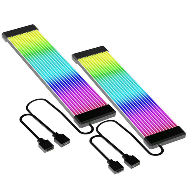 Flexible RGB LED Light Strip Bar ARGB Board Cover For Computer Power Supply ATX 24PIN GPU Video Card Cables And Case Black Kit B Light Strip