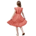 thumbnail image 4 of XIMIN Robe d'Été Décontractée Élégante à Col Rond pour Préadolescentes, Robe Quotidienne à Manches Courtes à Cap, Robe de Couleur Unie, Robe Formelle à Manches à Volants, Robes Trapèze avec Ceinture, Robe de Fête Évasée à Taille Haute, 4 of 5