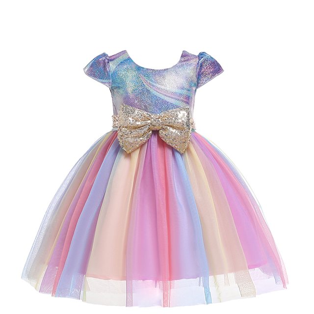 XZNGL Party Dresses for Girls Toddler Girls Color Net Yarn Sequins Bowknot Mesh Birthday Party Kids Formal Princess Dresses Princess Dresses for Girls Formal Dresses for Girls