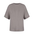 thumbnail image 4 of Yuyuzo T-Shirts d'Été pour Femmes à Col Rond, Manches Mi-Longues, Coupe Ample, Chemises Décontractées Unies, T-Shirts Basiques, 4 of 7