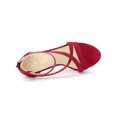 thumbnail image 4 of BLISSFUL STEP Women Zipper Ankle Strap Stiletto Heel Sandals Red 5, 4 of 7