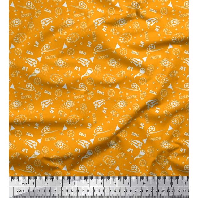 Soimoi Cotton Poplin Fabric Geometric Sign,Flag & Football Sports Print Fabric by Yard 42 Inch Wide