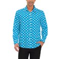 thumbnail image 1 of INSPIRE CHIC Men's Shirt Polka Dots Pattern Point Collar Long Sleeve Button Down Shirt 34 Blue, 1 of 7