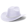 thumbnail image 4 of Men's And Women's Woolen Hats Western Cowboy Top Hat Three Of Rhinestones, 4 of 4