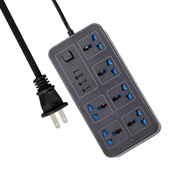 Moobody Power Strip With 6 AC Sockets & 3 USB 1 Type C Port 6FT Extension Cord Surge Protector for Home Office Dorm Power Button to Use