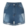 thumbnail image 4 of Womens Denim Button Zipper Short Summer Mid Waist Stretchy Pockets Jean Shorts, 4 of 8