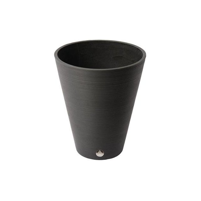 Algreen 16339 Valencia 15 in. by 18.5 in. Round Ribbed Taper Planter, Black