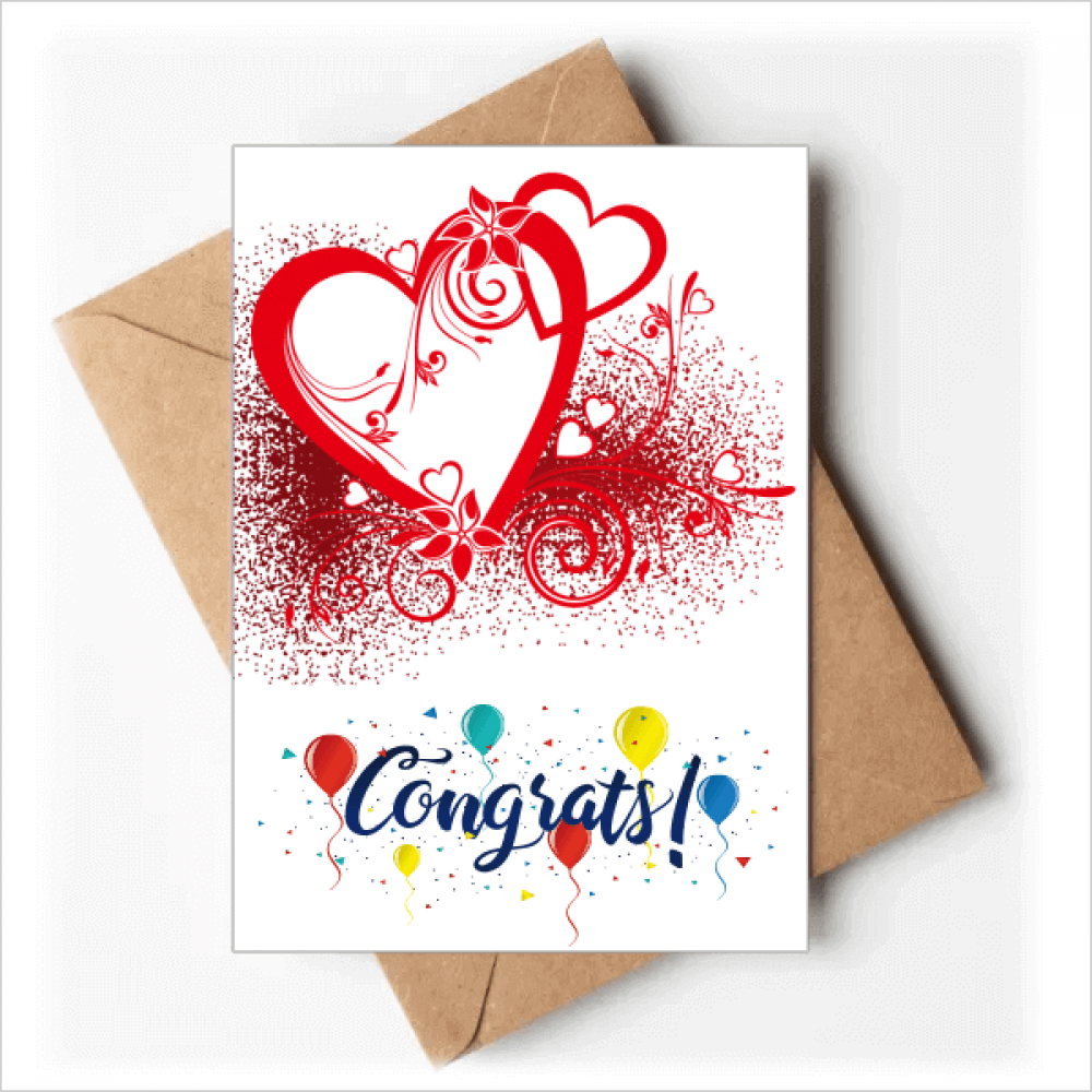 Cartes de Vœux de la Saint-Valentin et de Mariage à Cœurs Rouges Blancs et Fleurs, Enveloppes de Souhaits