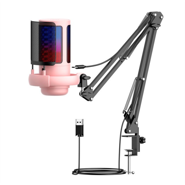 Kit de Microphone USB pour Enregistrement de Balados, Micro à Condensateur Cardioïde avec Bras Ajustable et Support pour Jeux et Diffusion en Continu