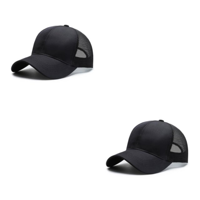 VONKY Adjustable Summer Thin Baseball Cap Breathable Comfortable Sporty Style Sun Protection Fashionable black 2Set