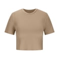thumbnail image 4 of Yuyuzo Hauts de Sortie pour Femmes T-Shirts à Manches Courtes Col Ras du Cou Crop Top Décontracté Ajusté T-Shirts Basiques, 4 of 6