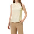 thumbnail image 1 of INSPIRE CHIC Blouse Satinée d'Été Sans Manches pour Femme à Encolure à Volants, devant Plissé, TG, Blanc, 1 of 5
