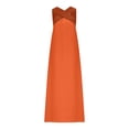 thumbnail image 3 of Robes à Encolure Croisée pour Femmes Sans Manches à Blocs de Couleur Robes Maxi Amples Décontractées de Vacances Longue Robe Orange, m, 3 of 7