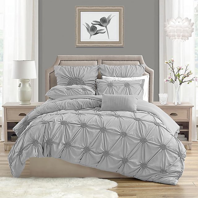 Ensemble de housse de couette de luxe à fleurs froncées de haute qualité