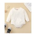thumbnail image 3 of Kmbangi Baby Cotton Romper Long Sleeve Crew Neck Solid Color Pocket Bodysuit, 3 of 9