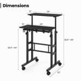 thumbnail image 4 of Giantex Bureau Debout Mobile, Bureau Réglable en Hauteur Assis-Debout, Bureau Portable pour Ordinateur Portable, Poste de Travail Informatique à 2 Niveaux pour Bureau à Domicile, Noir, 4 of 9