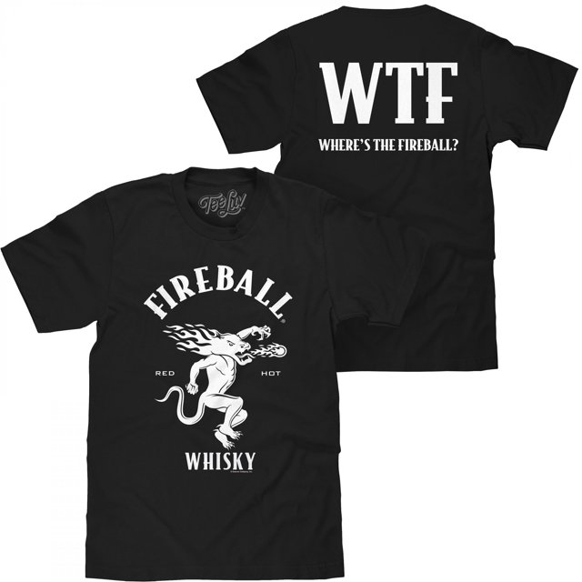 Fireball Whiskey Logo T-Shirt à Imprimé WTF devant et Dos - Très Grand