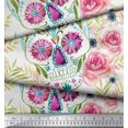 thumbnail image 2 of Soimoi Poly Georgette Fabric Skull,Rose & Anemone Flower Printed Craft Fabric by The Yard 42 Inch Wide, 2 of 3