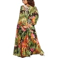 thumbnail image 4 of Robe Maxi Boho Manches Longues Col en V Tunique Ample Robes Caftan Femmes Plage Vacances Robe Longue Robes d'Été Grande Taille, 4 of 5