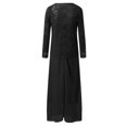 thumbnail image 3 of XZNGL Vêtements Grande Taille pour Femmes Grande Taille Robe Longue Décontractée à Ourlet Ample en Dentelle Ajourée Patchwork Unie Robe Grande Taille Femmes Robe Grande Taille pour Femmes Vêtements pour Femmes Grande Taille, 3 of 8