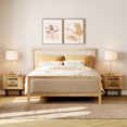 thumbnail image 3 of WAMPAT Fluted End Tables Set of 2 - Modern Curved Sofa Side Tables with 4 Slatted Drawers, Farmhouse Wooden Nightstands for Living Room & Bedroom, Natural Oak, 22.5" Wide, 3 of 6