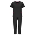 thumbnail image 4 of Women Scrub Sets, V Neck Medical Uniform Top with Pockets, Drawstring Scrub Pants, Nurse Uniform Sets for Work, Casual Two-Piece Outfits, 4 of 5