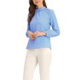 thumbnail image 4 of INSPIRE CHIC Chemisier en Mousseline pour Femmes Travail Bureau Col Montant Manches Longues Blouse m Bleu, 4 of 6