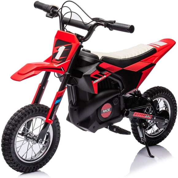 Kids Electric Dirt Bike, 24v Off-Road Motorcycle with 250w Motor & Metal Suspension, Leather Seat, Air-Filled Tires and Twist Throttle for Ages 8-12, Gift for Boys and Girls, RED