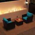 thumbnail image 1 of Costway 3PCS Patio Rattan Furniture Set Cushioned Sofa Storage Table Wood Top Turquoise, 1 of 10