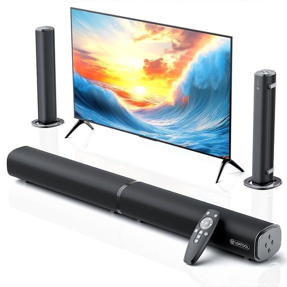 VEAT00L Barre de Son 2.2ch Intérieure Sans Fil Bluetooth 5.0 avec Son Surround 3D et Basses Puissantes, Noir, VEAT00L