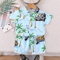 thumbnail image 4 of MIASHUI Toddler Boys Short Sets Tropical Print Button Down Shirt Outfits Boy Clothes,Blue,3-4 Years, 4 of 9