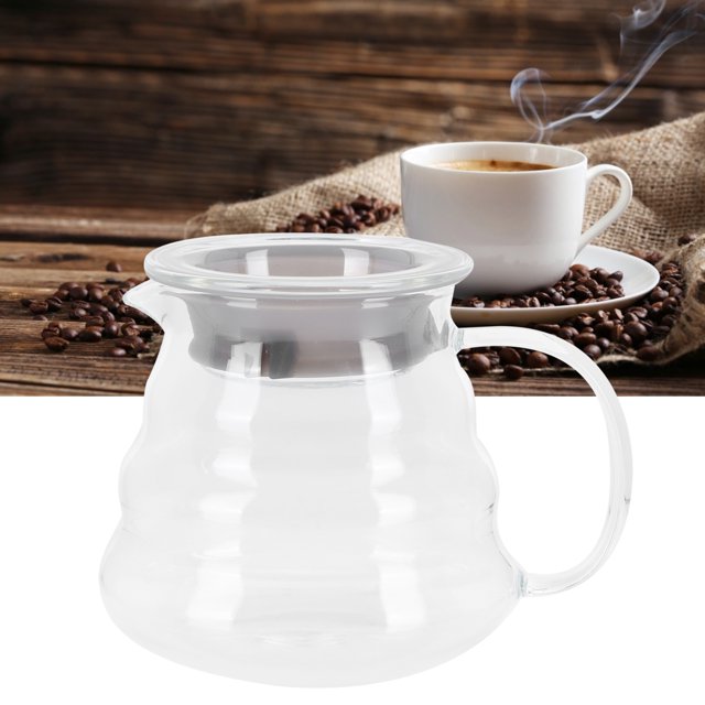 Pour Over Carafe, Glass Coffee Server Professional Glass Coffee Pot Creamer Jug Coffee Carafe Milk Pitcher with Transparent Design for Bar Kitchen Counter