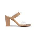 thumbnail image 3 of BLISSFUL STEP Women's Dual Clear Strap Block Heels Slides Sandals Nude (Size 6), 3 of 6