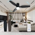thumbnail image 1 of VAGIZM 42 Inch Flush Mount Ceiling Fan with Light - 3 Blades Modern Ceiling Fan for Living Room and Bedroom - Quiet DC Motor - Dimmable - Reversible Function - Black, 1 of 7