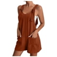 thumbnail image 1 of yoeyez Womens Rompers And Jumpsuits for Summer,Women Solid Color Adjustable Straps Jumpsuits Sleeveless Round Neck Shorts Playsuits Overalls With Pockets Brown,XXL, 1 of 6