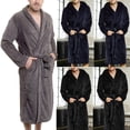 thumbnail image 2 of Faithtur Men Shawl Bathrobe Robe Coat Long Gown Padded Plus Velvet Nightwear, 2 of 5