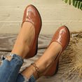 thumbnail image 4 of Ballerines pour Femmes à Enfiler à Bout Amande Embossage Pierre Micro Compensées Semelle Souple Printemps Été Chaussures Décontractées Brun, 4 of 9